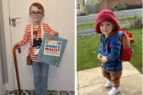 Freddie Cannon, age 5, left, dressed as Wally from his favourite book Where's Wally, while 23-month-old Cody dressed up as his absolute hero, Paddington Bear.