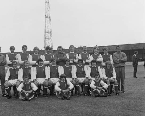 Lincoln City players pose for a pic on 20th August 1970.