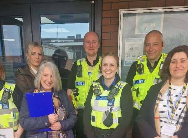 PCSO'S Marie Williams and Hannah Baker, NPT Sgt Robinson and Inspector Dickinson were joined by Lisa Lovelace representing Thomas Middlecott Academy along with Jo Whitehead and Tanya Stankeva from the Giles Academy.