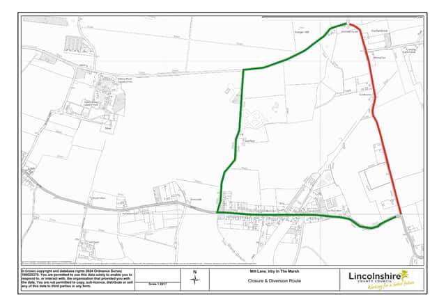 Map showing diversion route.