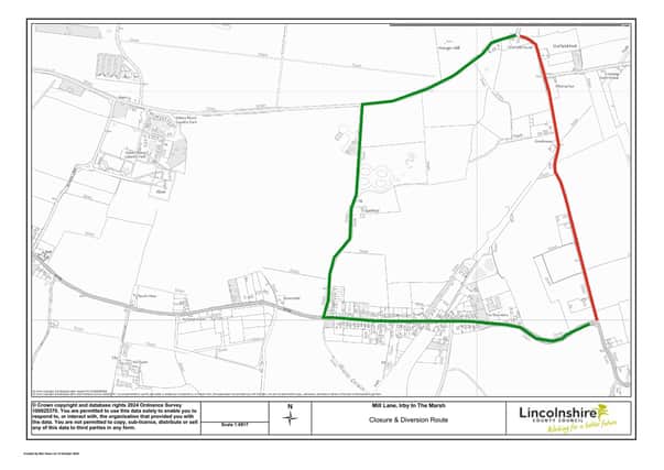 Map showing diversion route.