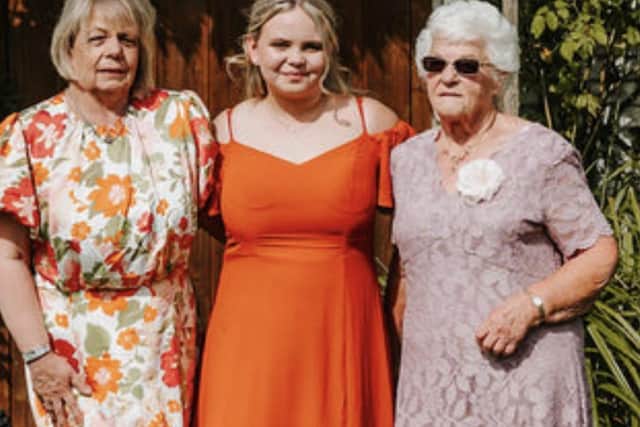 Vee with her mum Melanie and her nan.