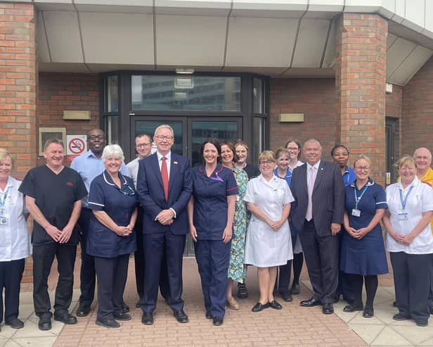 Professor Jonathan Van-Tam with staff from the Complex COVID Clinic at Pilgrim Hospital.