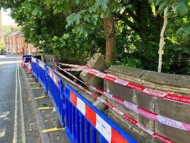 The damage to the bridge on Bridge Street. Photo: Roy Barber