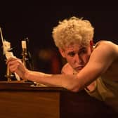 Adam Gillen in Amadeus, part of the National Theatre At Home series. Photo by Marc Brenner.