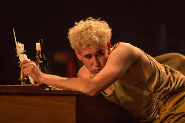 Adam Gillen in Amadeus, part of the National Theatre At Home series. Photo by Marc Brenner.