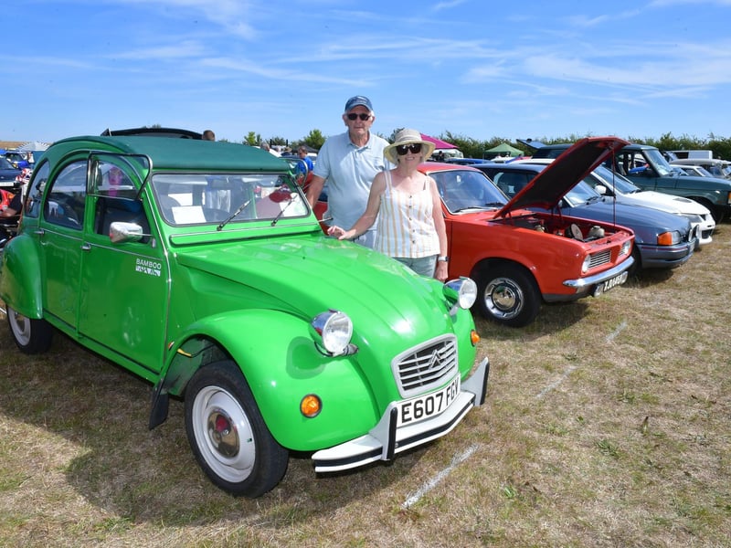Jackie and Paul Smith, with their 1987 Bamboo 2CV.