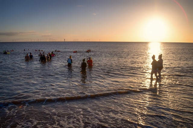 Sunrise dip to start 2024 in Skegness with Wild at Heart.