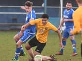 New signing George Hobbins during Boston Town's 2-2 draw with Loughborough University.