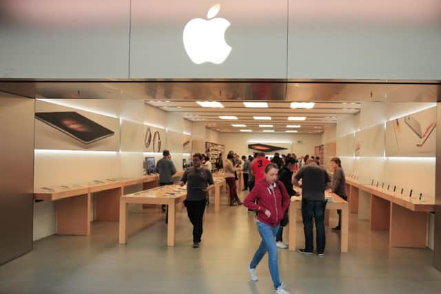 The Apple Store in Meadowhall is offering click and collect. Picture taken before social-distancing