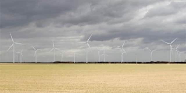An artist's impression of what the view of the Heckington Fen wind farm would be, according to Ecotricity
