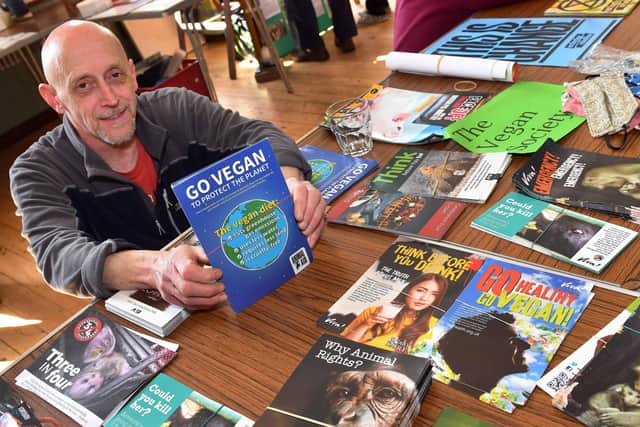 Pete Richards on the Go Vegan stand at the Ecohub.