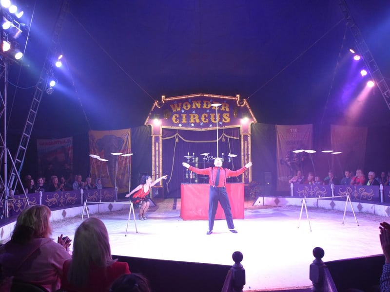 This balancing act from the Womder Circus has children screaming with delight.