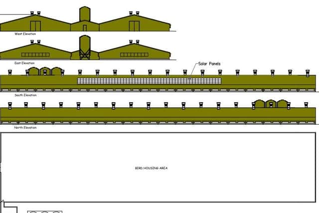 The proposed poultry units. Photo: Harrison Pick Planning Consultants.