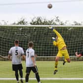 New Louth keeper Alex Lait in action against Armthorpe on Saturday.