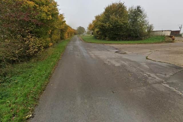Poolham Lane in Poolham, Horsington, where a 26-acre site would be used to build the poultry units. (PHOTO BY: Google Maps)
