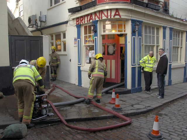 To mark the first anniversary of the December 5 floods of 2013, and the community spirit that came to the fore in the aftermath, Bateman's Brewery, of Wainfleet, was set to release a special brew. Resilience Ale would be on sale at a number of pubs in the town, including The Britannia, pictured here the day after the floods.