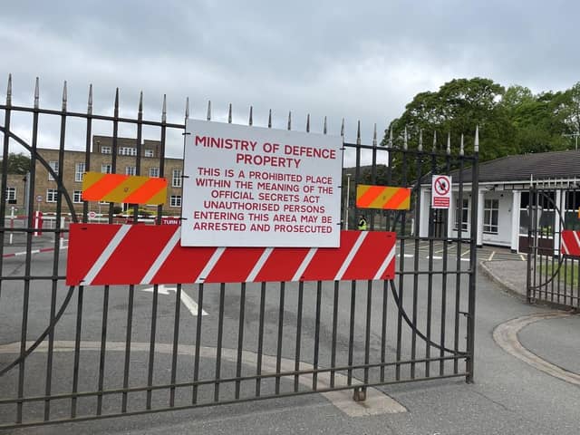 The entrance to RAF Scampton.