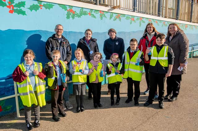 Pupils from Sutton on sea primary school painted the mural.