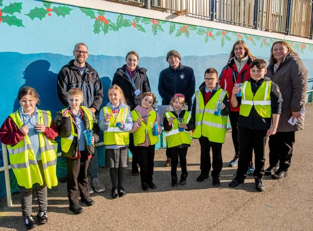 Pupils from Sutton on sea primary school painted the mural.