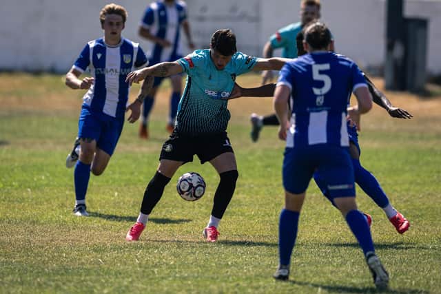 Frickley v Gainsborough pre-season action from Saturday - photo by Sean Cook, Foxby Media.