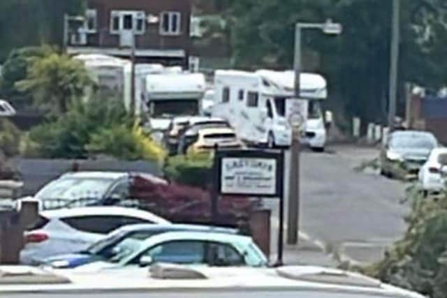 Travellers arriving in Hoylake Drive, Skegness.