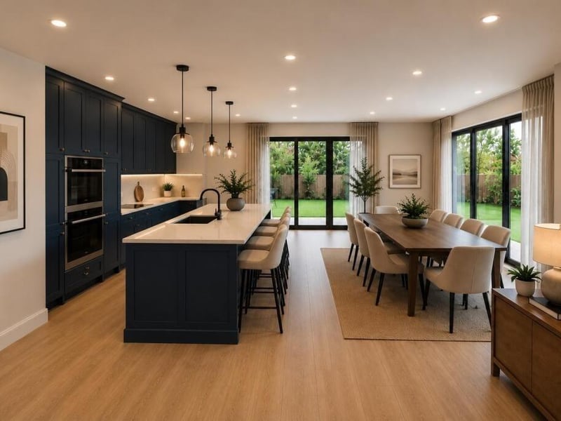 The kitchen and dining area.