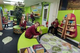 Pupils enjoying the new library space