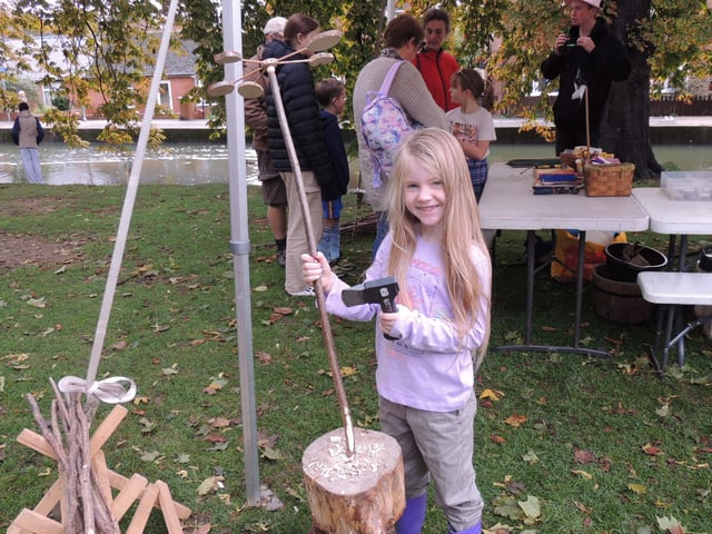 Making a wooden windmill from coppiced hazel for next year's RiverLight Festival - Lola Davies, 8.