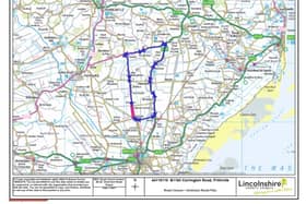 A map released by Lincolnshire County Council showing the location of the work and the diversion.