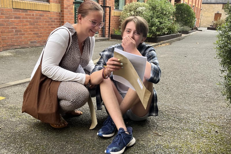 Shock and surprise. Emma Rock and Gale Harrison on GCSE results day at Kesteven and Sleaford High School.