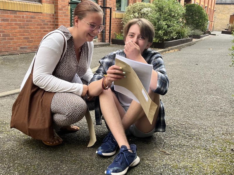 Shock and surprise. Emma Rock and Gale Harrison on GCSE results day at Kesteven and Sleaford High School.