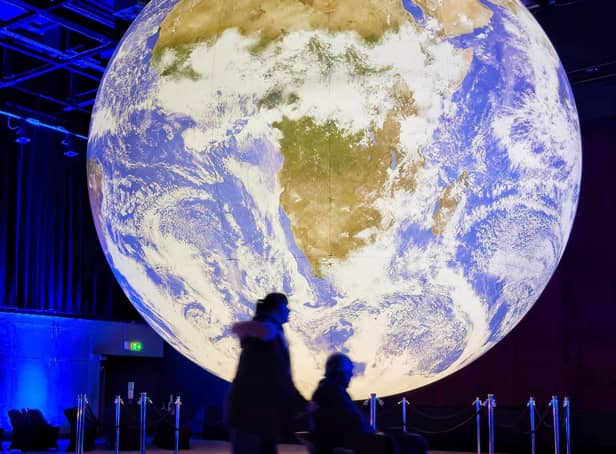 Measuring seven metres in diameter, Gaia features 120dpi detailed NASA imagery of the Earth’s surface.