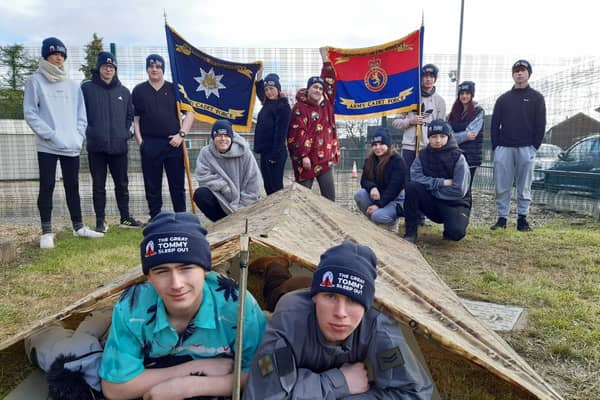 'We did it!': Skegness Army Cadets who slept out for the Royal British Legion's Great Tommy Sleep Out appeal raising money for homeless veterans.