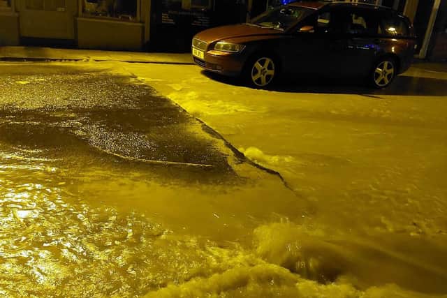 The burst water main on Eastgate, Louth. Photos: Gilli Ledgeway
