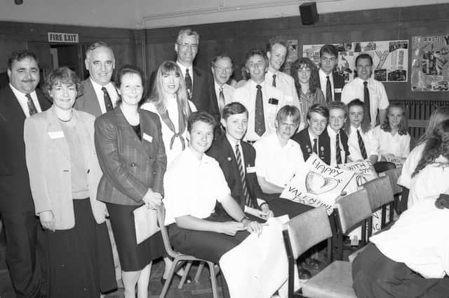 The Challenge of Industry seminar in 1993 with pupils from Boston High School and Boston Grammar School, advisors, and chairman Mike Boyce (standing sixth from left).