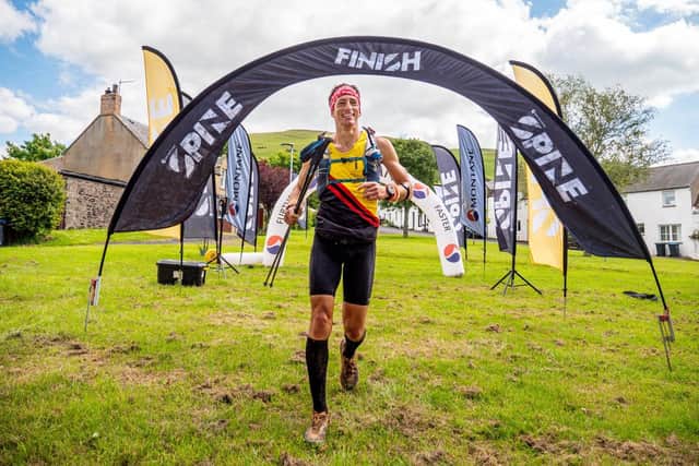 Chris Cope, formerly of the Boston area, at the end of this year's Montane Spine Race.
