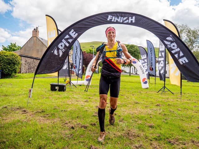 Chris Cope, formerly of the Boston area, at the end of this year's Montane Spine Race.