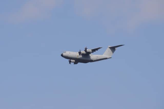 One of the RAF's Atlas C1 transport aircraft in the flypast over Sleaford.