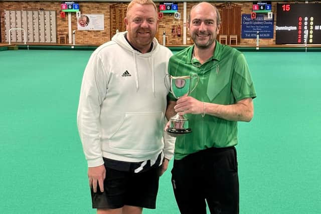 Mark Robinson, organiser of the Open Singles Circuit at Boston, with the winner Mark Royal