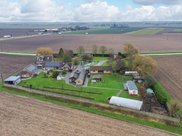 An aerial view of the rear of the home.