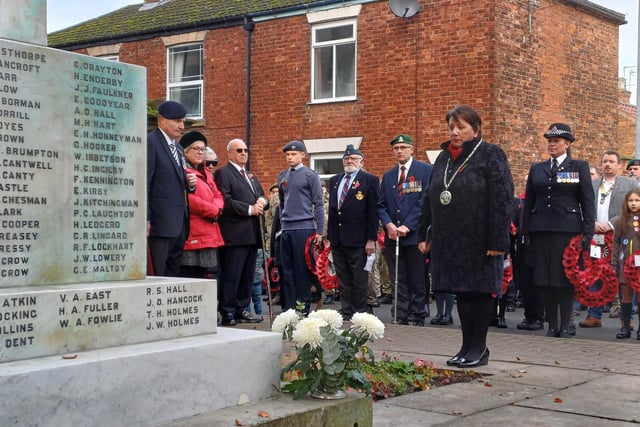 Mayor of Market Rasen Jo Pilley laid the first wreath