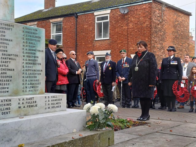 Mayor of Market Rasen Jo Pilley laid the first wreath