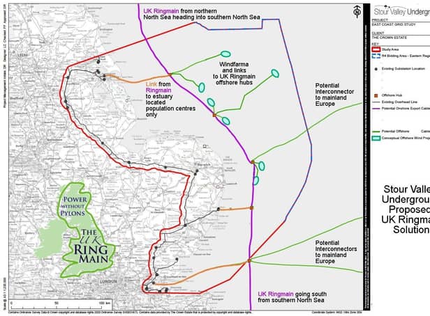 A diagram commissioned by Crown Estates to show what a grid without pylons could look like
