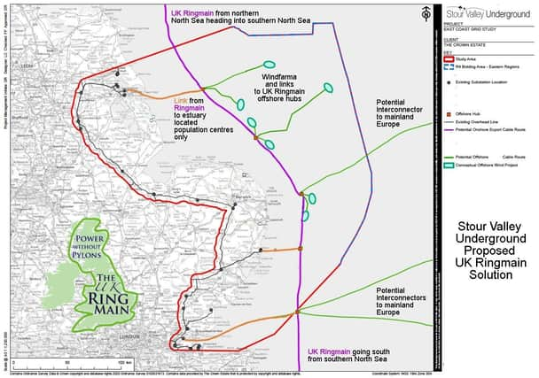 A diagram commissioned by Crown Estates to show what a grid without pylons could look like