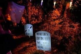 Halloween decorations at Greylees orchard.