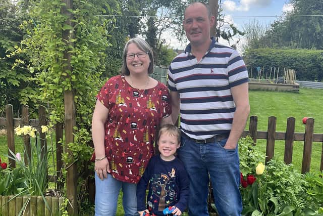 Charlotte with her husband Paul and Charlie, 4.