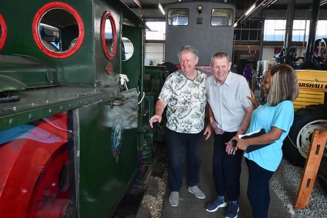Foxby Hill Care Home resident David Sewell is pictured with another resident during their visit to Lincolnshire Museum