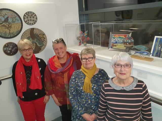 Members of MosArt, a Sleaford-based group of mosaic-making artists. L-R Pauline Dobson, Kate Batsford, Ann Hughs and Sindy Benton. (Fellow exhibitors Carole Smith and Anne Willoughby could not attend.)