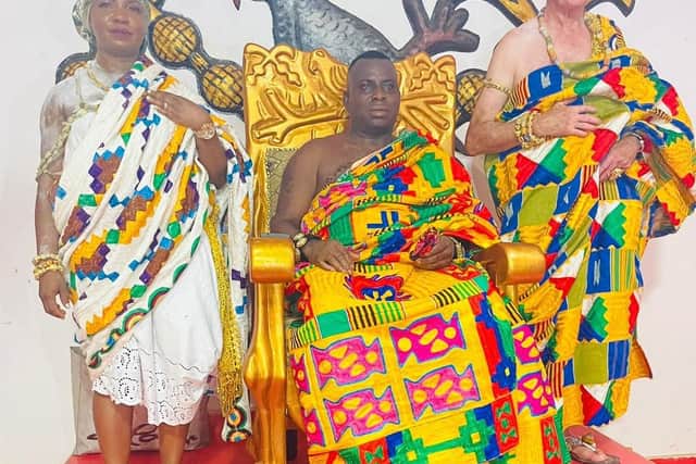 Brian and Abigail with the Chief of Bamiri, Nana Asare Baffour 2nd of the Kokroko Tuntu Royal Family.